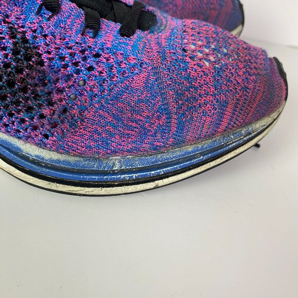 Nike Flyknit Racer Running Shoes Men's 9 Game Royal Pink Flash Purple 526628 400 - Picture 2 of 16